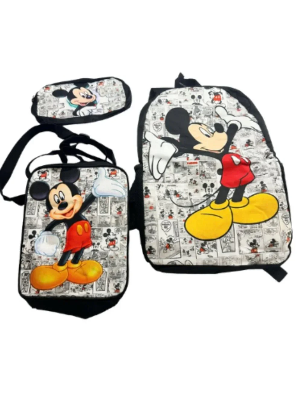 Disney Mickey Mouse 3 Piece Backpack Set School Bag Lunch Bag Pencil Case New